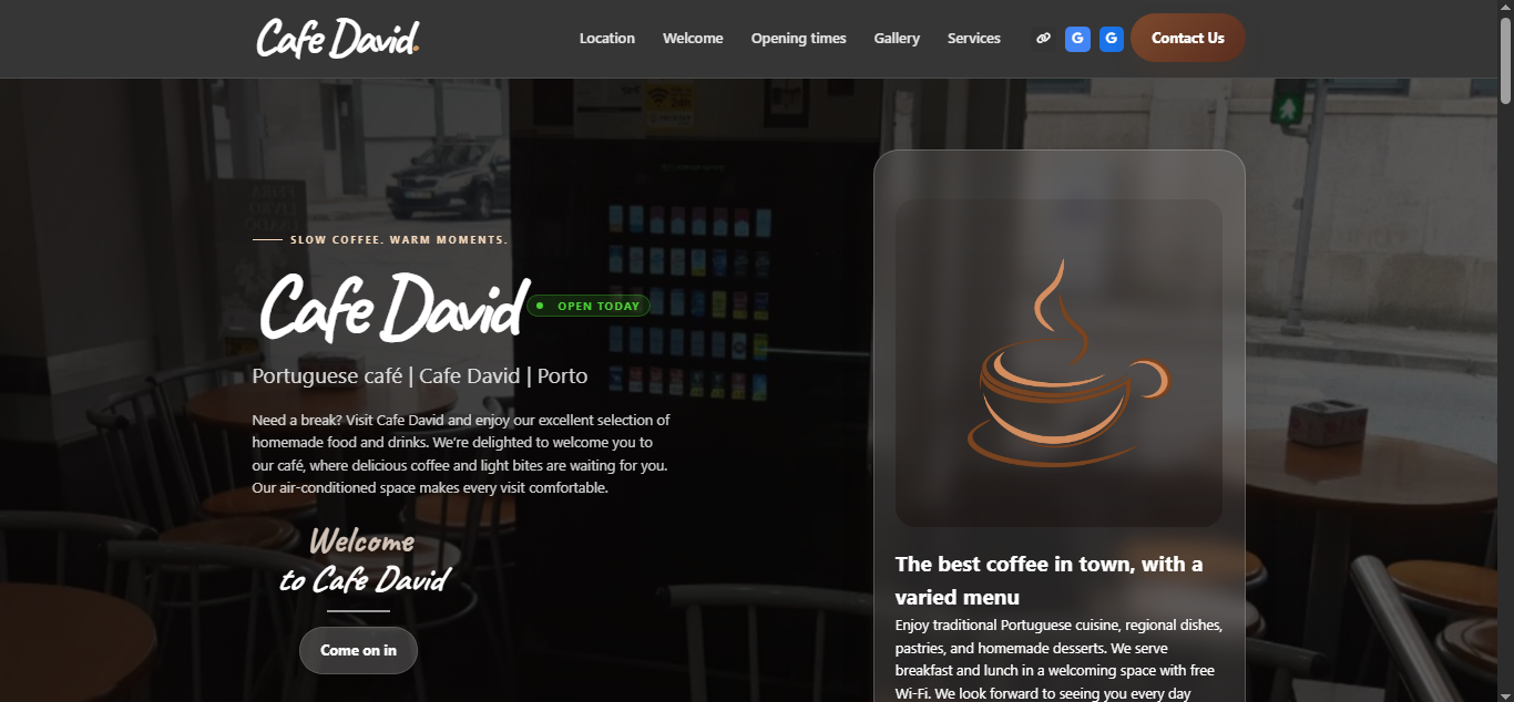 Café David website preview