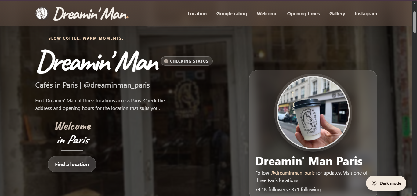 Dreamin' Man Paris website preview